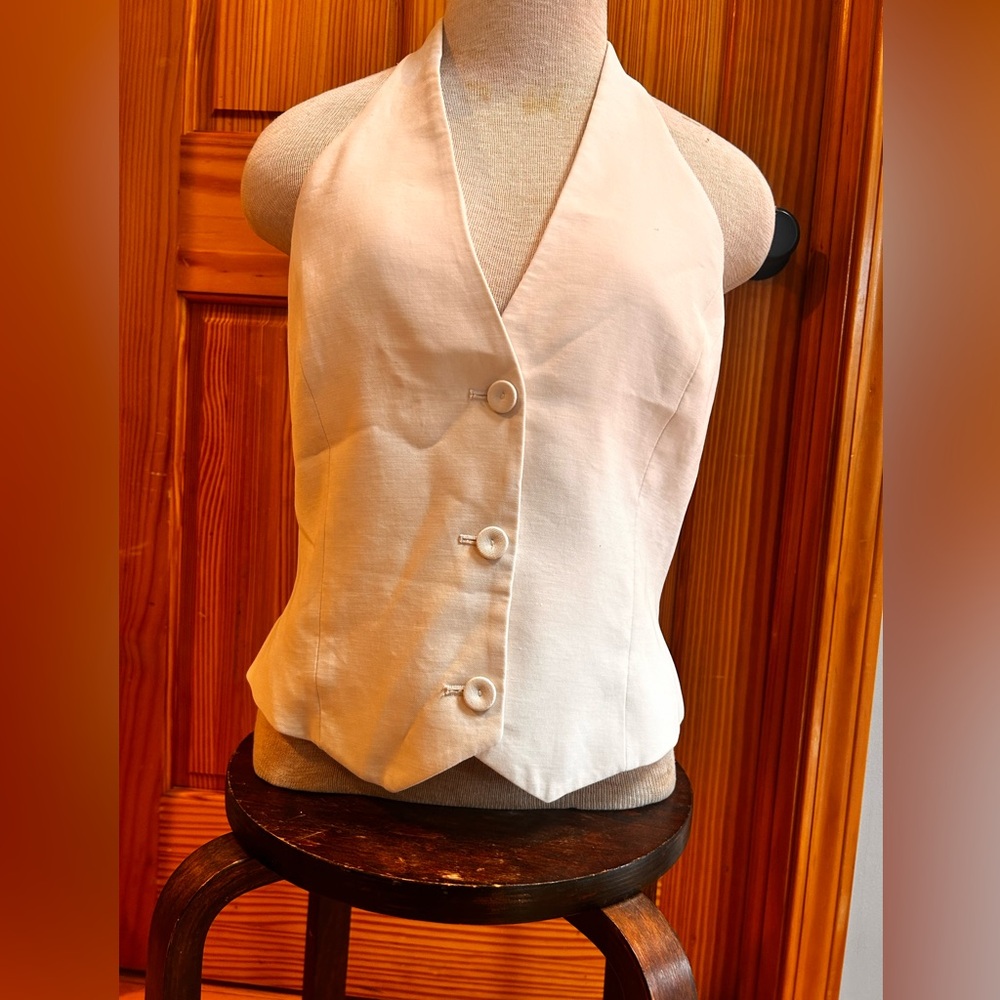 Mango Cream Button-Up Halter Vest